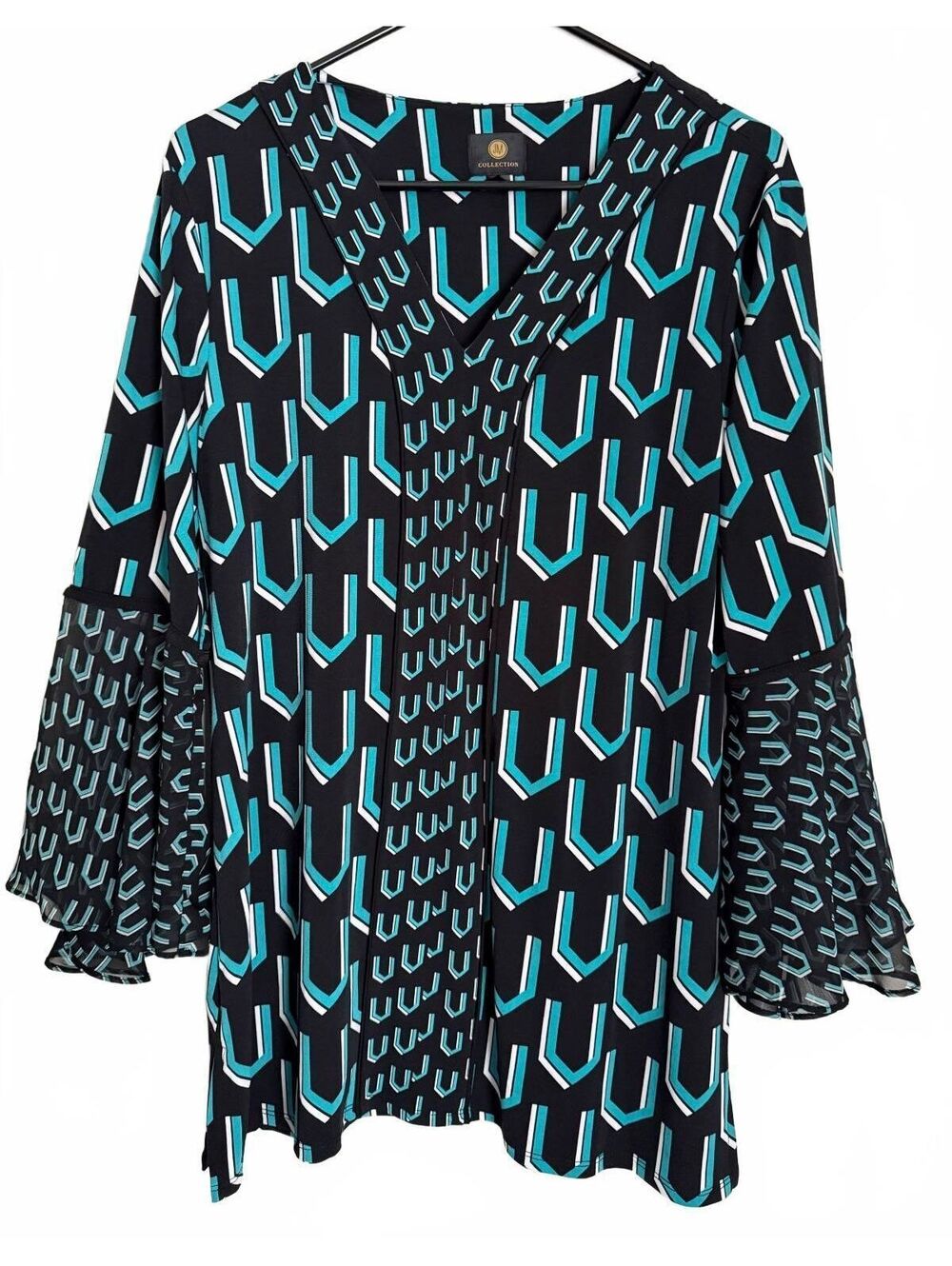 JM Collection Women's Blouse Size XL Extra Large Retro Geometric Coquette Indie